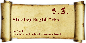 Viszlay Boglárka névjegykártya